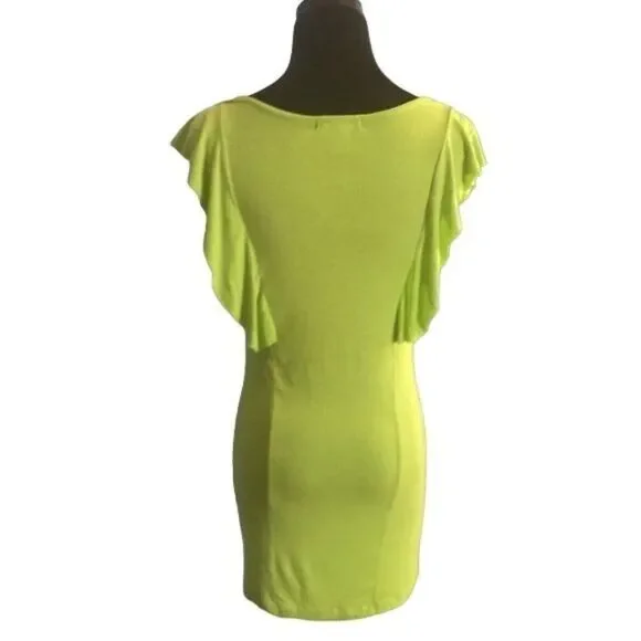 Alberto Makali Lime Green Ruffle Tunic with Decorative Zipper Detail, Size Small - Picture 10 of 12